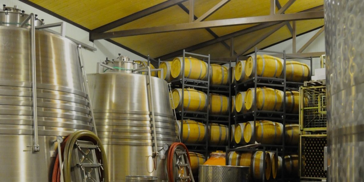 the fermentation tanks in the winery of Pagos de Matanegra