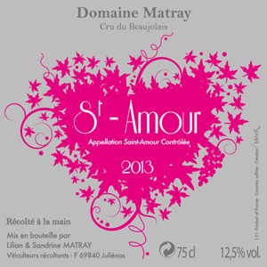 label of the domaine matray saint amour with heart