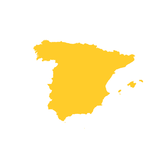 map of Spain in yellow