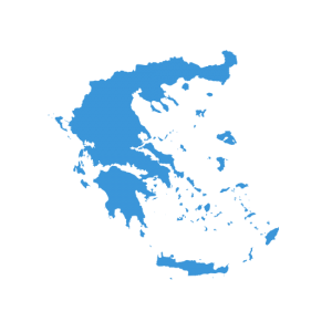 Map of Greece in blue color