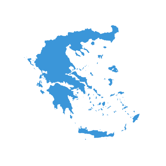 Map of Greece in blue color