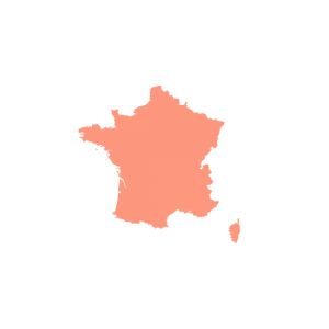 map of France in peach color