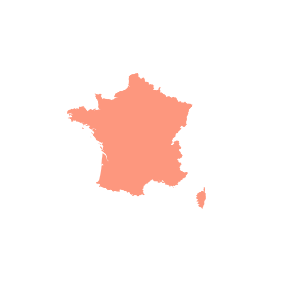 map of France in peach color