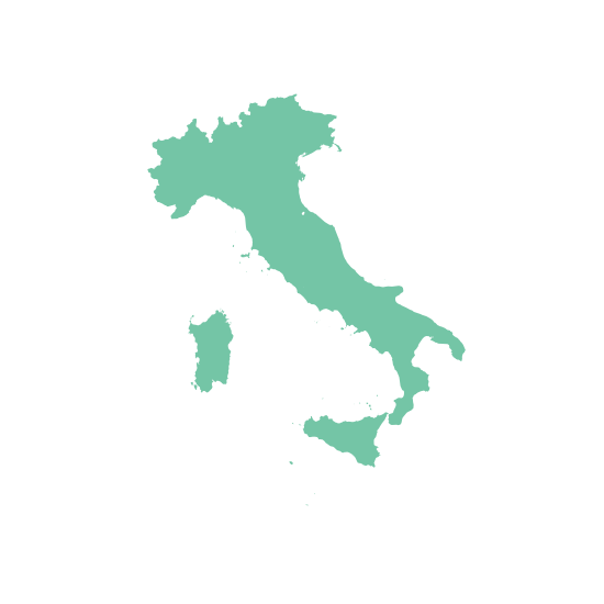 Map of Italy in green color