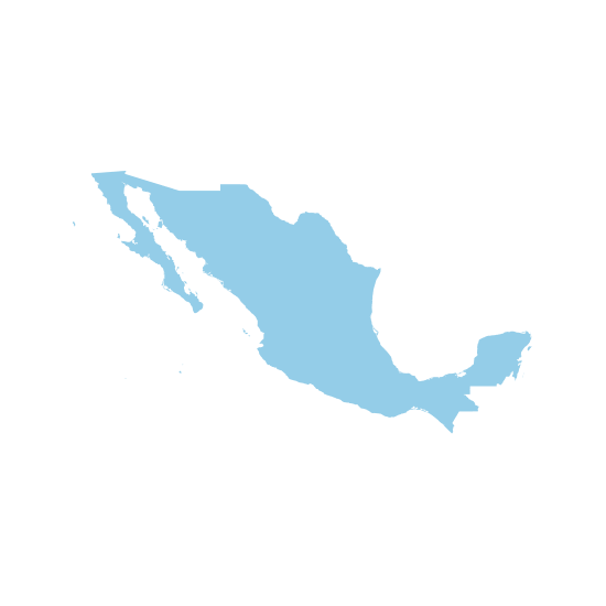 Map of Mexico in pale blue color