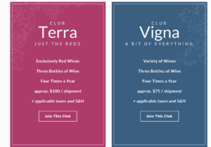wine club options for Terra Vigna and benefits