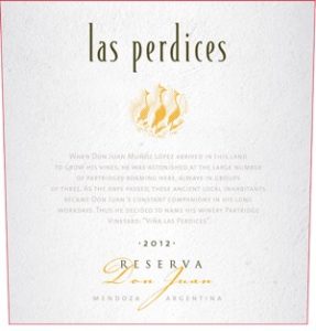 Labels Las PErdices Don Juan Reserva from Argentina