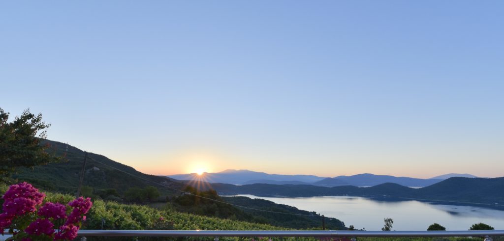 Sunset view from the Vriniotis winery in Evia