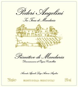 Label of Poderi Angelini's Primitivo di Manduria