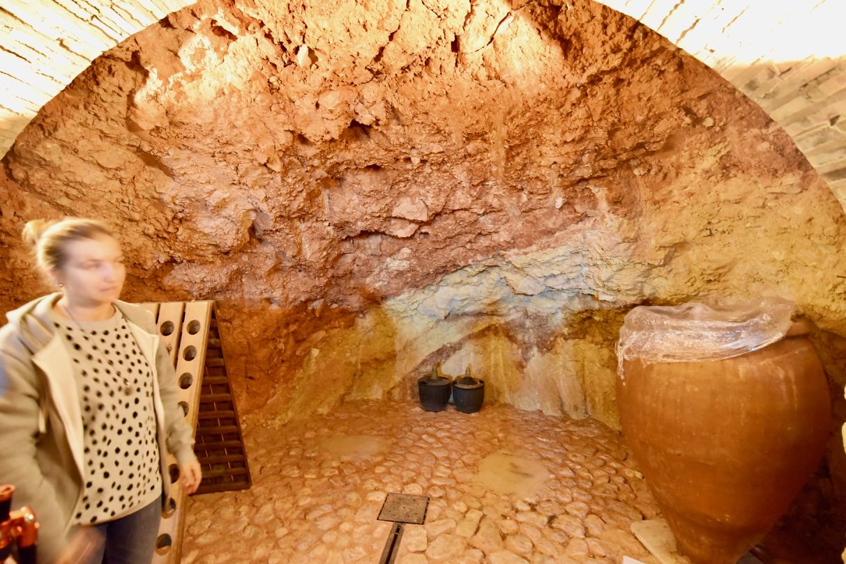 view of the amphora cave at Bodega Cerron showing all the soil types of the Jumilla region