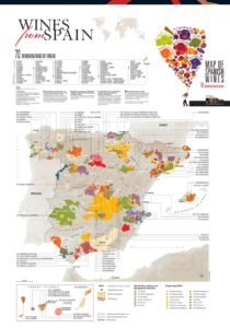 Map of Spanish wine regions showing Denominación de Origen, or DO.