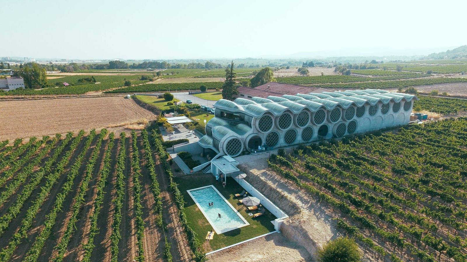 Aerial view of the Mastinell Hotel and Winery in Penedes