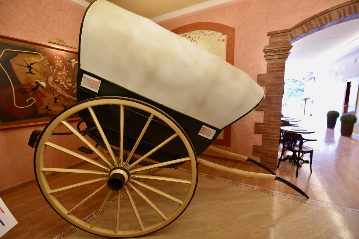 a horse cart in the lobby of the Ferre i Catasus winery