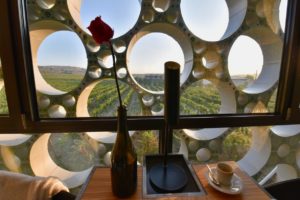 The window of the Hotel Mastinell made to resemble bubbles in Cava.