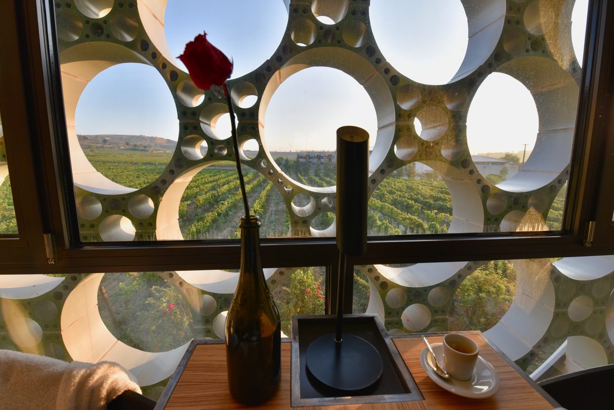 The window of the Hotel Mastinell made to resemble bubbles in Cava.