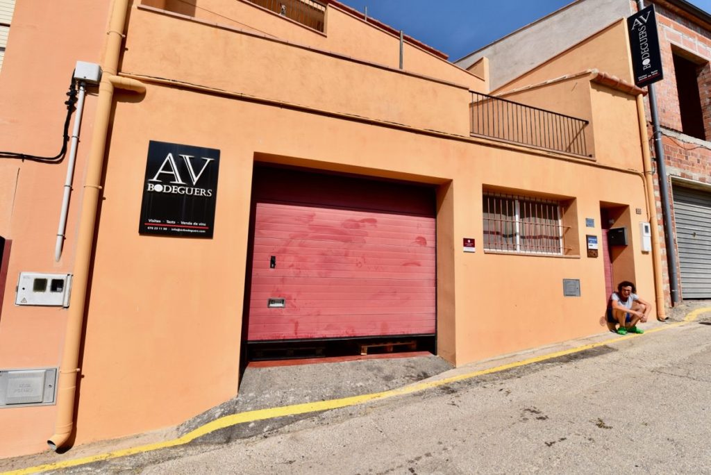 A garage door at the winery of AV Bodeguers.