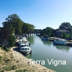 The Canal du Midi in France with boats.