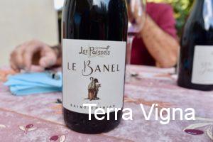 Bottle of wine on a table from Les Paissels in Saint-Chinian.