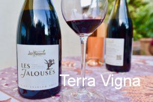 Bottles of wine on a table including Les Jalouses from Les Paissels