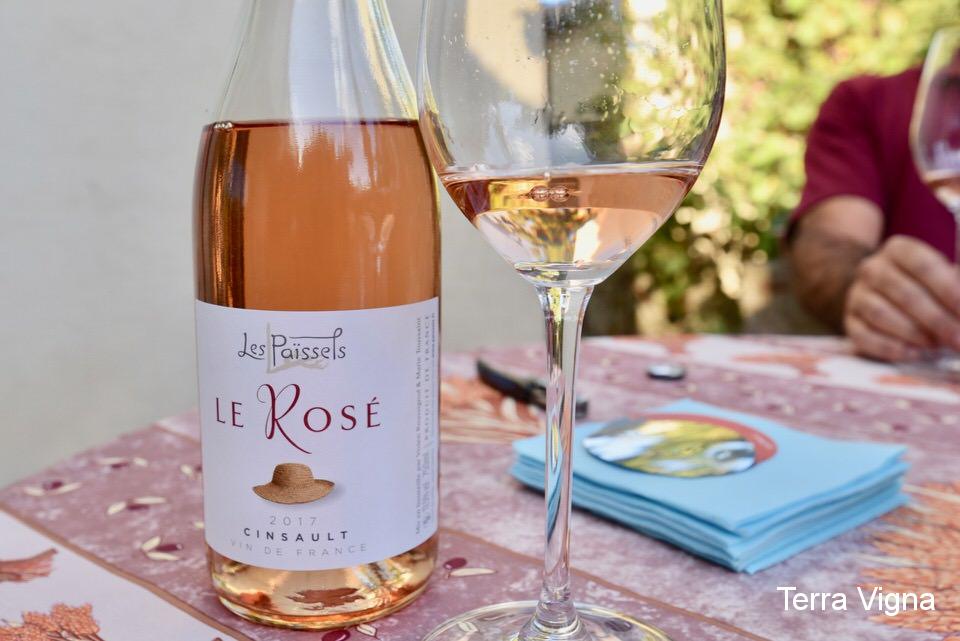 Bottle of wine, a rose of Cinsault from Les Paissels in Saint-Chinian.