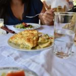 A serving of boureki, a Cretan vegetable pie on a plate.